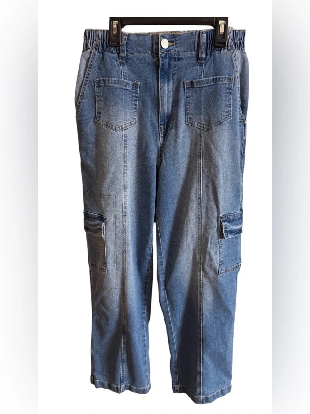 Madden NYC women’s cargo stretch high rise skater jeans size large 28” waist - Picture 3 of 16